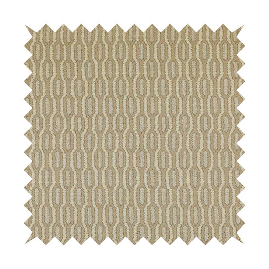 Atmosfera Woven Fabric Funky Modern Brown Beige Eyelet Stripe Pattern Furnishing Fabric JO-414