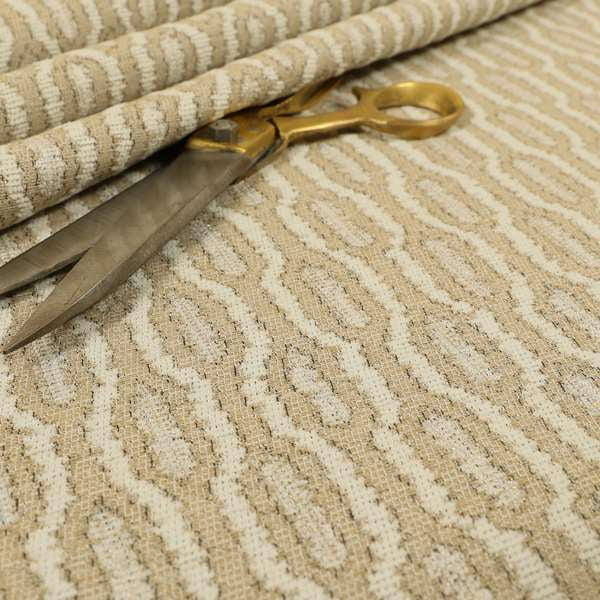 Atmosfera Woven Fabric Funky Modern Brown Beige Eyelet Stripe Pattern Furnishing Fabric JO-414 - Roman Blinds