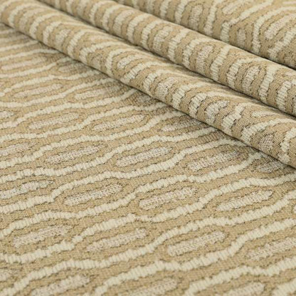 Atmosfera Woven Fabric Funky Modern Brown Beige Eyelet Stripe Pattern Furnishing Fabric JO-414 - Roman Blinds