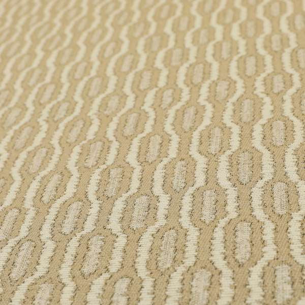 Atmosfera Woven Fabric Funky Modern Brown Beige Eyelet Stripe Pattern Furnishing Fabric JO-414 - Roman Blinds