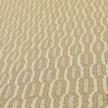 Atmosfera Woven Fabric Funky Modern Brown Beige Eyelet Stripe Pattern Furnishing Fabric JO-414 - Made To Measure Curtains