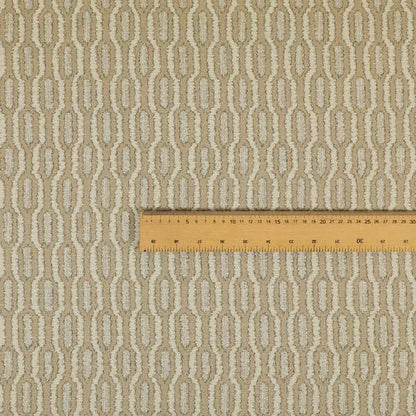 Atmosfera Woven Fabric Funky Modern Brown Beige Eyelet Stripe Pattern Furnishing Fabric JO-414 - Roman Blinds