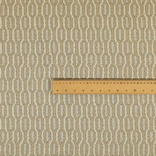 Atmosfera Woven Fabric Funky Modern Brown Beige Eyelet Stripe Pattern Furnishing Fabric JO-414 - Made To Measure Curtains