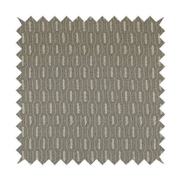 Atmosfera Woven Fabric Funky Modern Silver Grey Eyelet Stripe Pattern Furnishing Fabric JO-415 - Roman Blinds