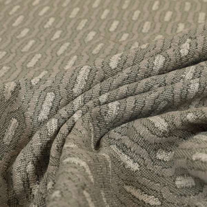 Atmosfera Woven Fabric Funky Modern Silver Grey Eyelet Stripe Pattern Furnishing Fabric JO-415 - Made To Measure Curtains