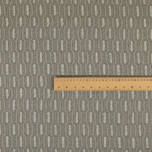 Atmosfera Woven Fabric Funky Modern Silver Grey Eyelet Stripe Pattern Furnishing Fabric JO-415 - Roman Blinds