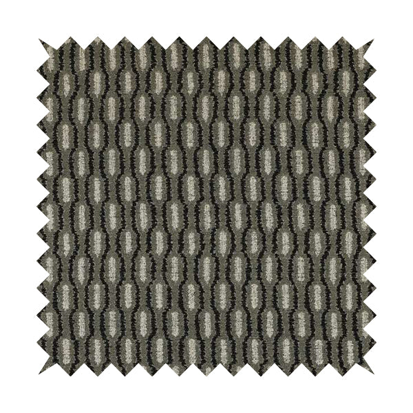 Atmosfera Woven Fabric Funky Modern Black Grey Eyelet Stripe Pattern Furnishing Fabric JO-416 - Roman Blinds