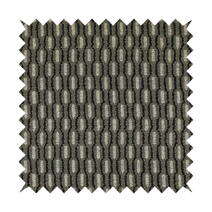 Atmosfera Woven Fabric Funky Modern Black Grey Eyelet Stripe Pattern Furnishing Fabric JO-416 - Made To Measure Curtains