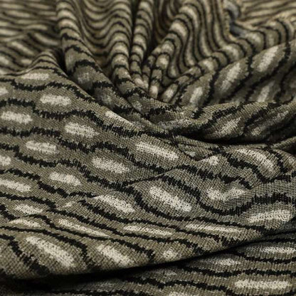 Atmosfera Woven Fabric Funky Modern Black Grey Eyelet Stripe Pattern Furnishing Fabric JO-416 - Roman Blinds