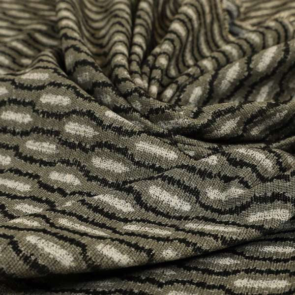 Atmosfera Woven Fabric Funky Modern Black Grey Eyelet Stripe Pattern Furnishing Fabric JO-416 - Made To Measure Curtains