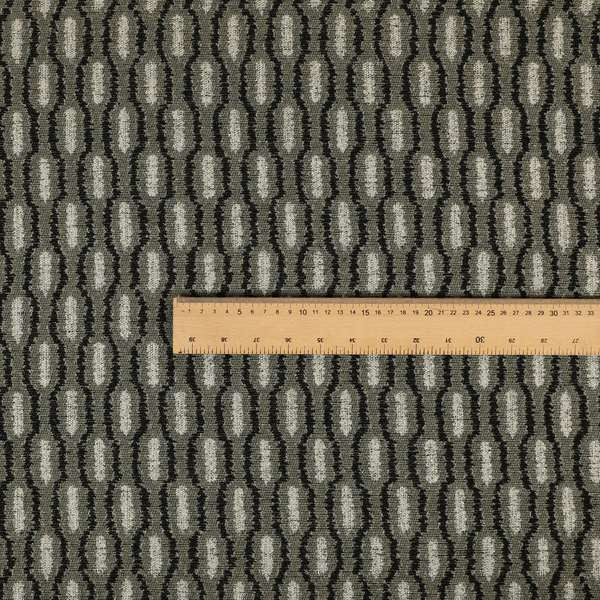 Atmosfera Woven Fabric Funky Modern Black Grey Eyelet Stripe Pattern Furnishing Fabric JO-416 - Roman Blinds