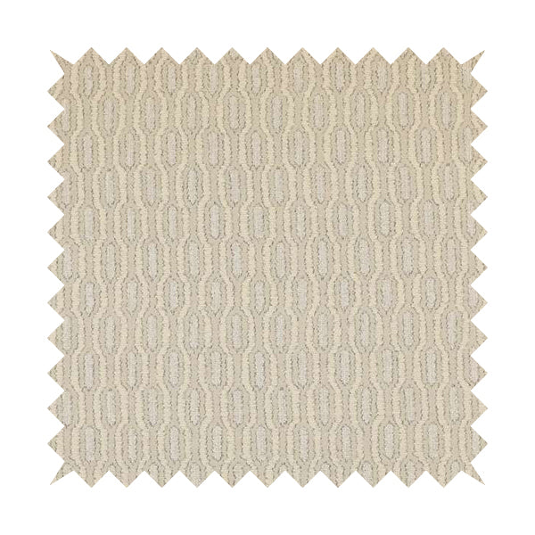 Atmosfera Woven Fabric Funky Modern White Cream Eyelet Stripe Pattern Furnishing Fabric JO-417 - Roman Blinds