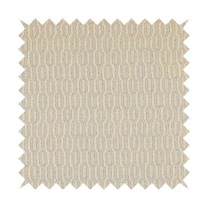 Atmosfera Woven Fabric Funky Modern White Cream Eyelet Stripe Pattern Furnishing Fabric JO-417 - Roman Blinds