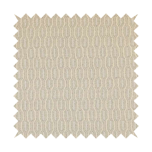 Atmosfera Woven Fabric Funky Modern White Cream Eyelet Stripe Pattern Furnishing Fabric JO-417