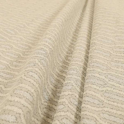 Atmosfera Woven Fabric Funky Modern White Cream Eyelet Stripe Pattern Furnishing Fabric JO-417 - Roman Blinds