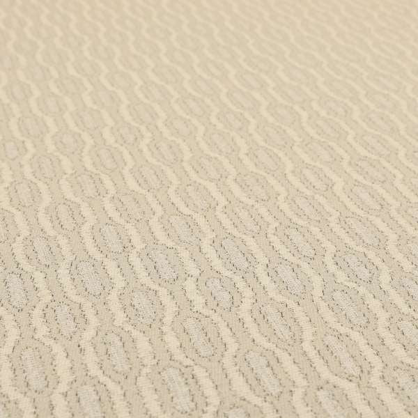 Atmosfera Woven Fabric Funky Modern White Cream Eyelet Stripe Pattern Furnishing Fabric JO-417 - Roman Blinds