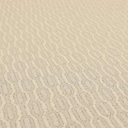 Atmosfera Woven Fabric Funky Modern White Cream Eyelet Stripe Pattern Furnishing Fabric JO-417 - Roman Blinds