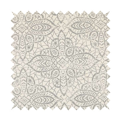 Voyage Designer Medallion Pattern In Cream With Silver Background Pattern Soft Chenille Upholstery Fabric JO-418 - Handmade Cushions