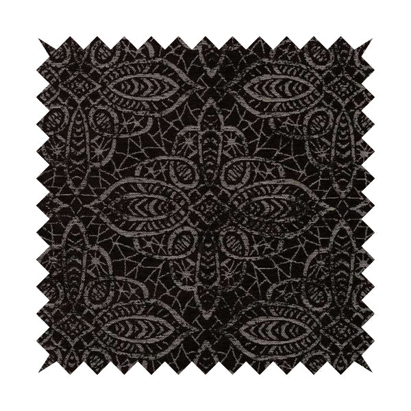 Voyage Designer Medallion Pattern In Chocolate Brown Pattern Soft Chenille Upholstery Fabric JO-419 - Made To Measure Curtains