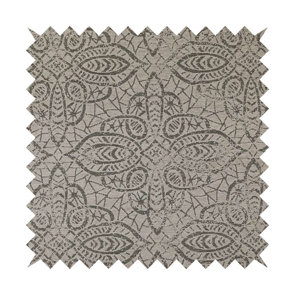 Voyage Designer Medallion Pattern In Grey Pattern Soft Chenille Upholstery Fabric JO-420