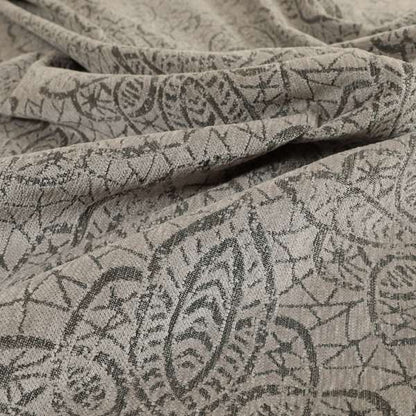 Voyage Designer Medallion Pattern In Grey Pattern Soft Chenille Upholstery Fabric JO-420