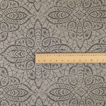 Voyage Designer Medallion Pattern In Grey Pattern Soft Chenille Upholstery Fabric JO-420