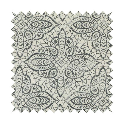 Voyage Designer Medallion Pattern In Cream Grey Pattern Soft Chenille Upholstery Fabric JO-421 - Made To Measure Curtains