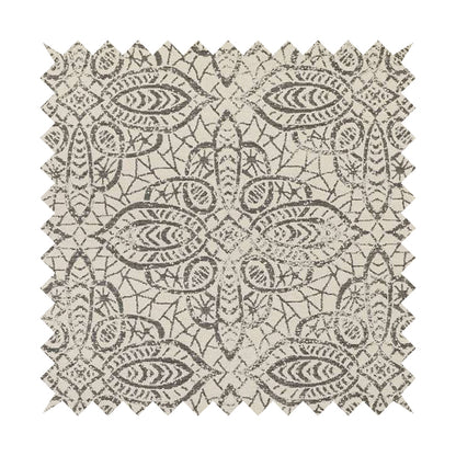 Voyage Designer Medallion Pattern In Cream With Brown Background Pattern Soft Chenille Upholstery Fabric JO-422 - Handmade Cushions