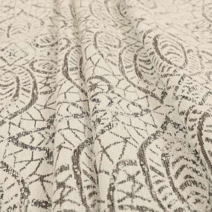 Voyage Designer Medallion Pattern In Cream With Brown Background Pattern Soft Chenille Upholstery Fabric JO-422 - Made To Measure Curtains