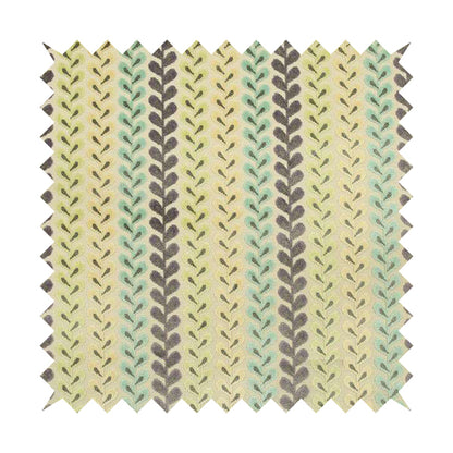 Ziani Cut Velvet Fabric In Leaf Stem Pattern Winter Yellow Teal Purple Colour JO-428 - Roman Blinds