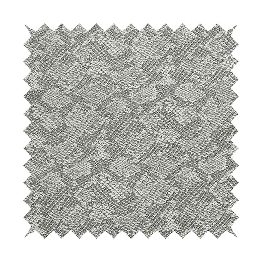 Scales Balanced Design White Grey Colour Soft Woven Chenille Furnishing Fabric JO-43