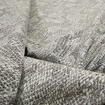 Scales Balanced Design White Grey Colour Soft Woven Chenille Furnishing Fabric JO-43 - Made To Measure Curtains