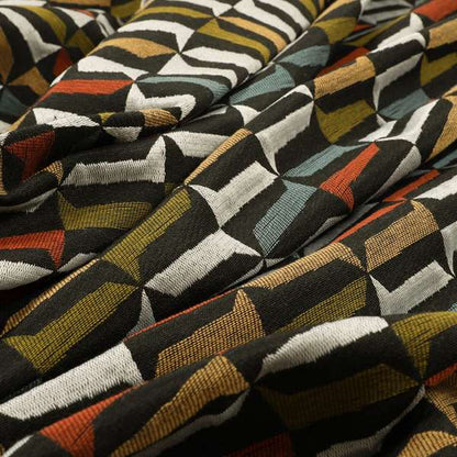 Black White Blue Orange Yellow Green Colours Geometric Design Soft Chenille Upholstery Fabric JO-435 - Handmade Cushions