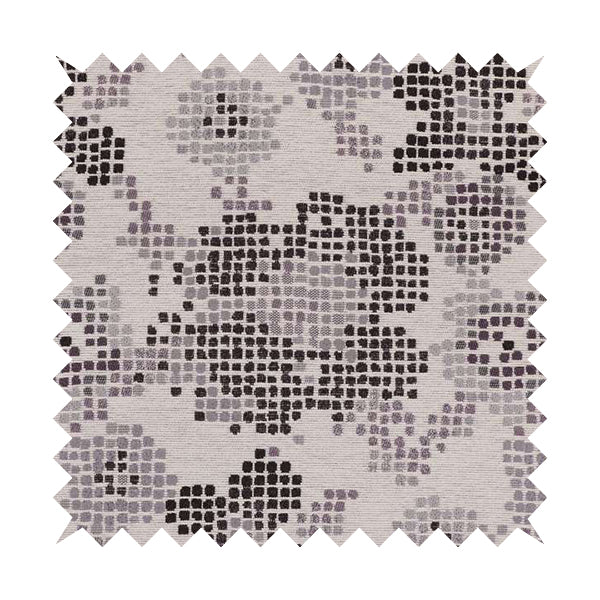 Reminiscence Floral Collection Purple Colour Geometric Pattern Chenille Upholstery Fabric JO-438 - Roman Blinds