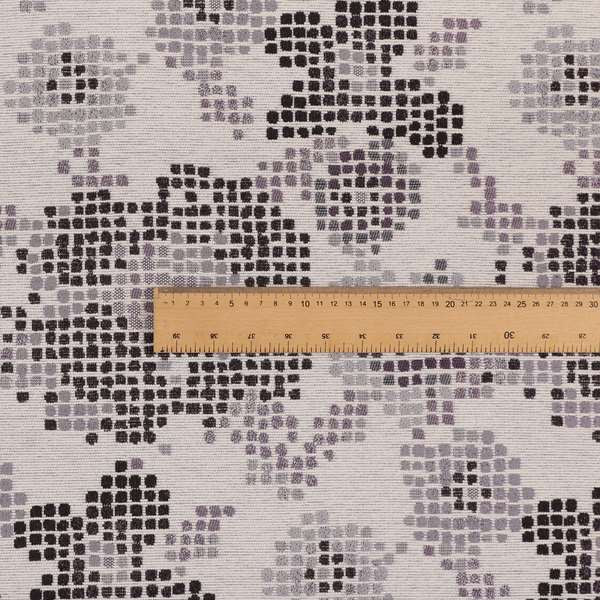 Reminiscence Floral Collection Purple Colour Geometric Pattern Chenille Upholstery Fabric JO-438 - Roman Blinds