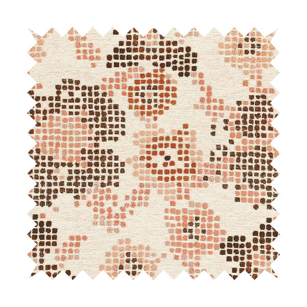 Reminiscence Floral Collection Orange Colour Geometric Pattern Chenille Upholstery Fabric JO-440 - Roman Blinds