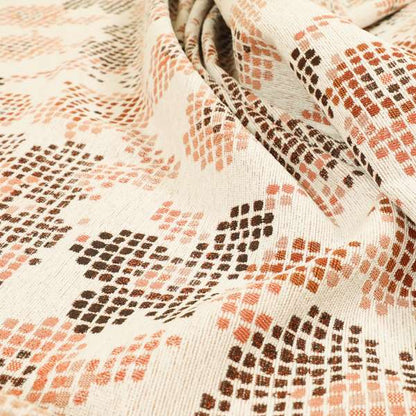 Reminiscence Floral Collection Orange Colour Geometric Pattern Chenille Upholstery Fabric JO-440 - Roman Blinds