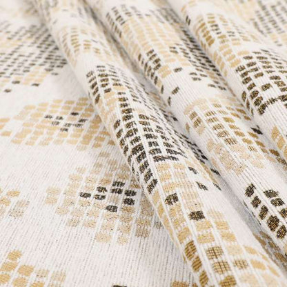 Reminiscence Floral Collection Yellow Colour Geometric Pattern Chenille Upholstery Fabric JO-441 - Roman Blinds