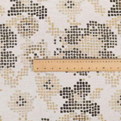 Reminiscence Floral Collection Yellow Colour Geometric Pattern Chenille Upholstery Fabric JO-441 - Roman Blinds