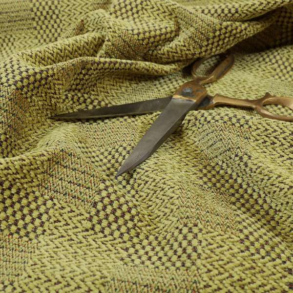 Voyage Of Gingham Geometric Patch Pattern In Green Colour Woven Soft Chenille Upholstery Fabric JO-442 - Roman Blinds