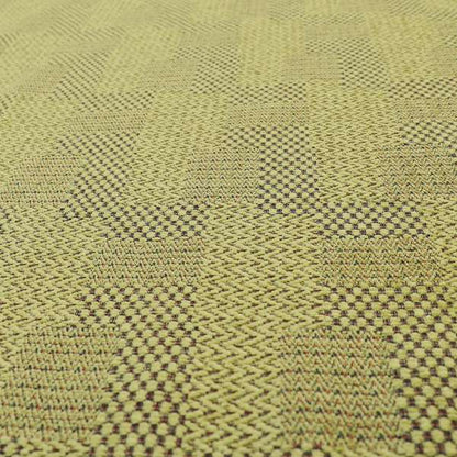 Voyage Of Gingham Geometric Patch Pattern In Green Colour Woven Soft Chenille Upholstery Fabric JO-442