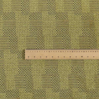 Voyage Of Gingham Geometric Patch Pattern In Green Colour Woven Soft Chenille Upholstery Fabric JO-442 - Made To Measure Curtains