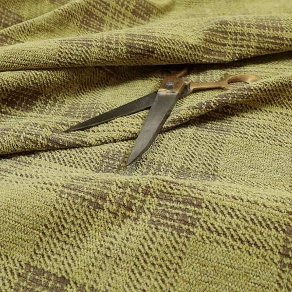 Voyage Of Checked Tartan Pattern In Green Colour Woven Soft Chenille Upholstery Fabric JO-448 - Handmade Cushions