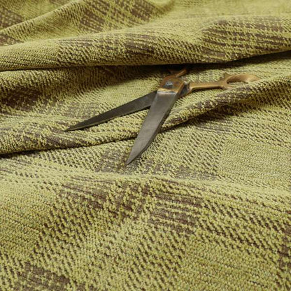 Voyage Of Checked Tartan Pattern In Green Colour Woven Soft Chenille Upholstery Fabric JO-448