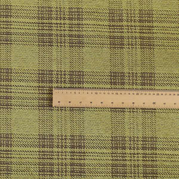 Voyage Of Checked Tartan Pattern In Green Colour Woven Soft Chenille Upholstery Fabric JO-448 - Handmade Cushions