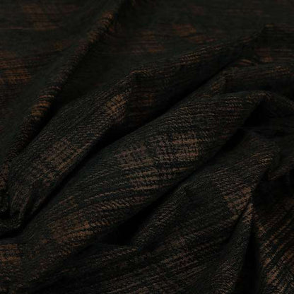 Voyage Of Checked Pattern In Black Colour Woven Soft Chenille Upholstery Fabric JO-449
