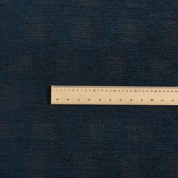 Voyage Of Gingham Geometric Patch Pattern In Blue Colour Woven Soft Chenille Upholstery Fabric JO-450 - Roman Blinds