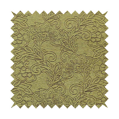 Voyage Of Floral Pattern In Green Colour Woven Soft Chenille Upholstery Fabric JO-451 - Handmade Cushions