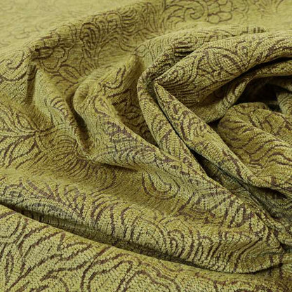 Voyage Of Floral Pattern In Green Colour Woven Soft Chenille Upholstery Fabric JO-451