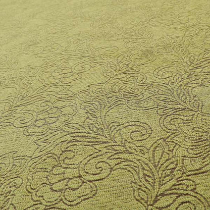 Voyage Of Floral Pattern In Green Colour Woven Soft Chenille Upholstery Fabric JO-451 - Roman Blinds